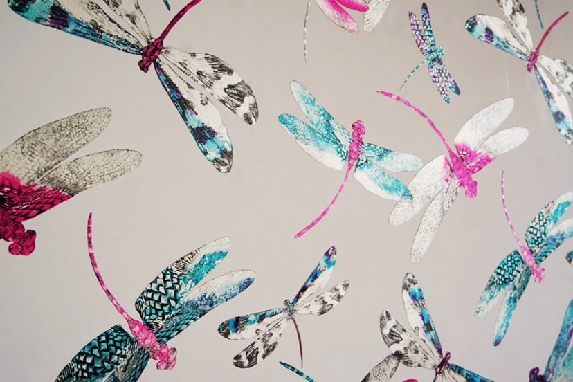 Dragonfly wallpaper inside the salon